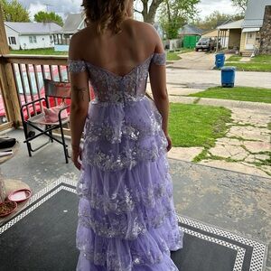 Elegant Lavender Off-Shoulder Prom Dress